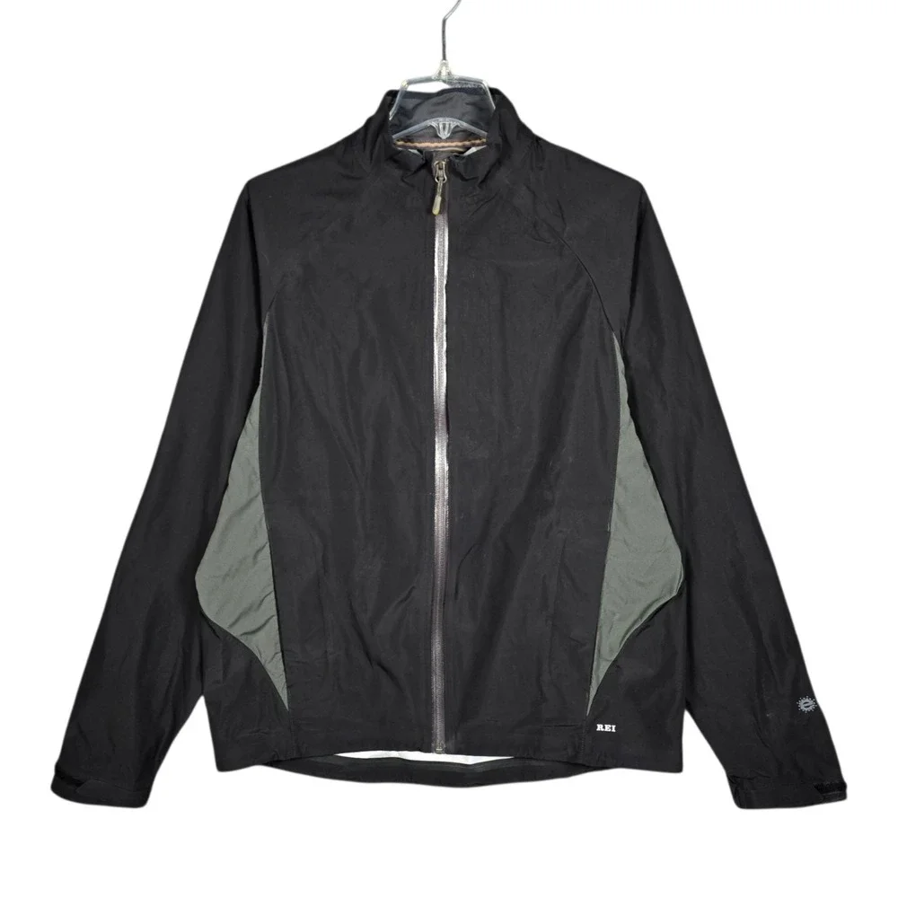 REI Jacket Mens Medium Black OXT eVent Waterproof Shell Windbreaker Rain